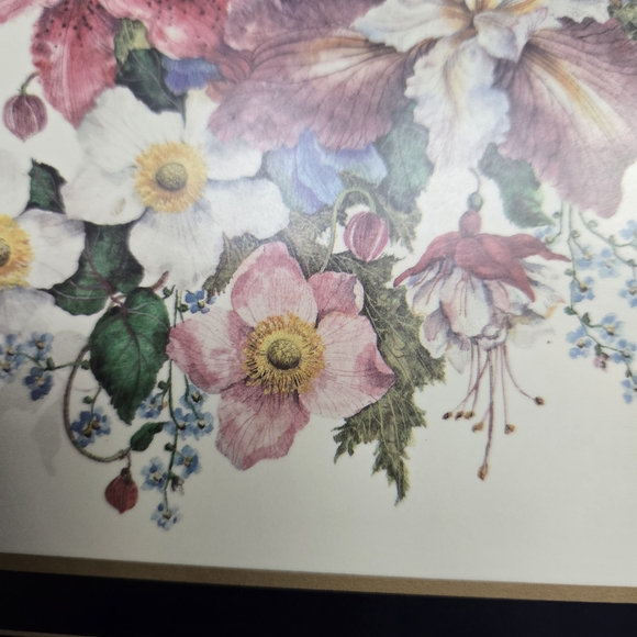 Vintage PIMPERNEL Cork Backed Placemats Hummingbirds & Flowers Navy Blue Trim - Picture 8 of 11